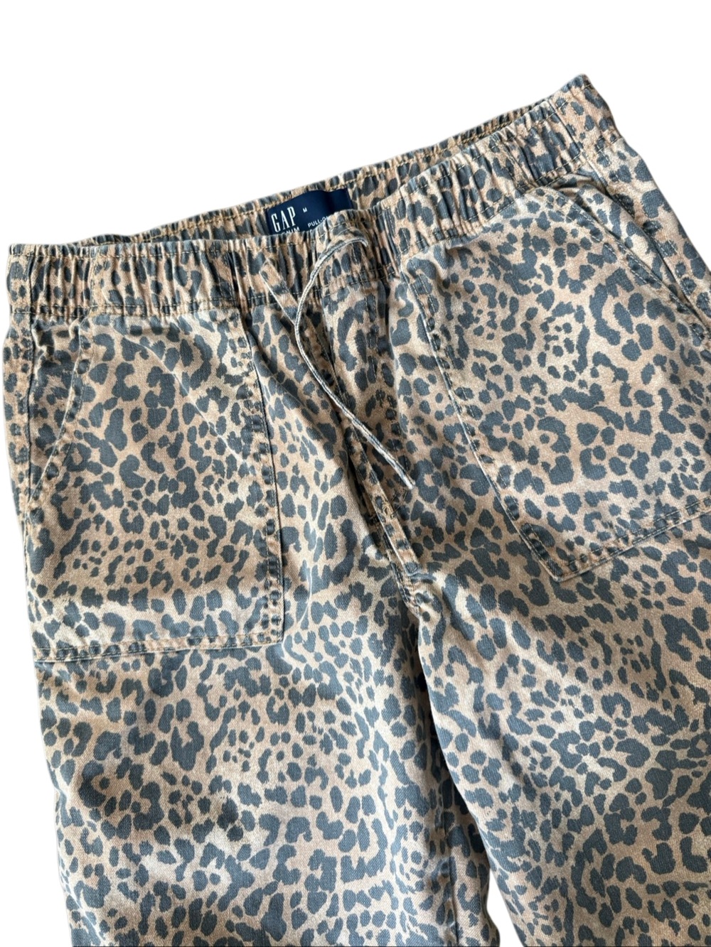 Gap Pull-On Barrel Jeans Pants Leopard Animal Drawstring Medium - Picture 4 of 7